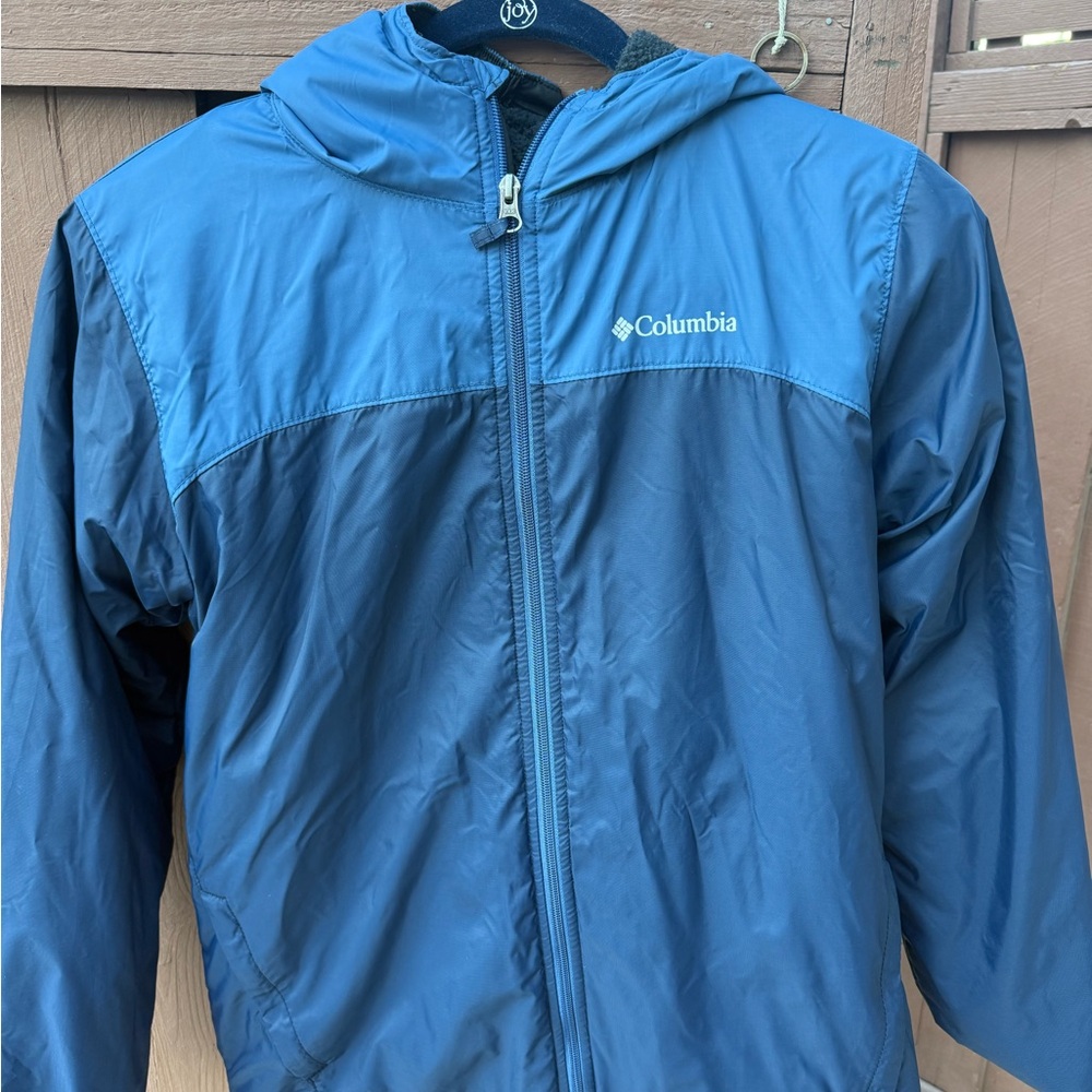 Columbia Blue Boy’s Rain jacket with Fleece Lining